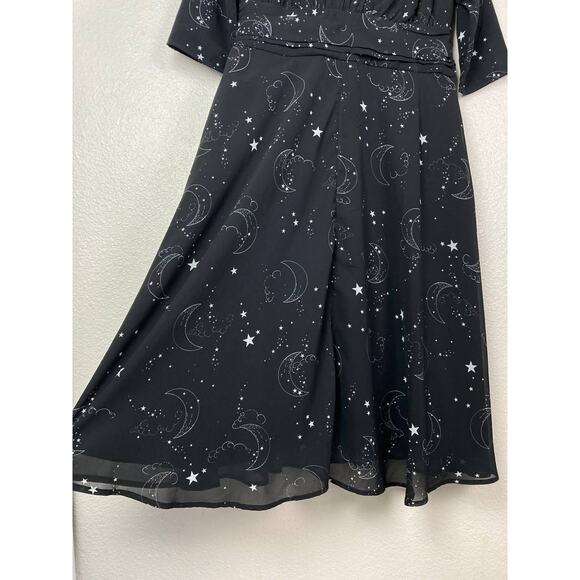 eShakti Black Dress Maxi Black Celestial Stars Half Sleeves Empire Waist Large - Picture 8 of 15